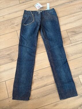 Kaos Dark Blue Straight-Leg Jeans with Silver Chain